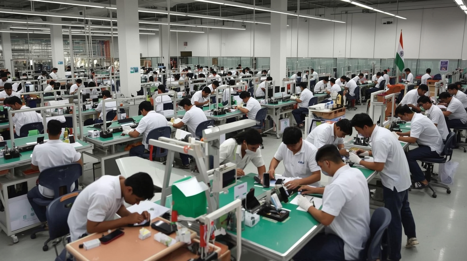 India smartphone exports manufacturing facility production line