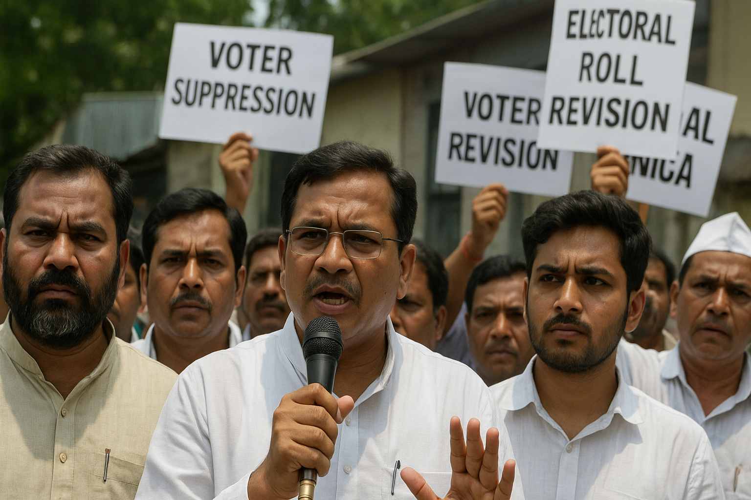 Bihar electoral roll revision protest opposition parties demanding rollback