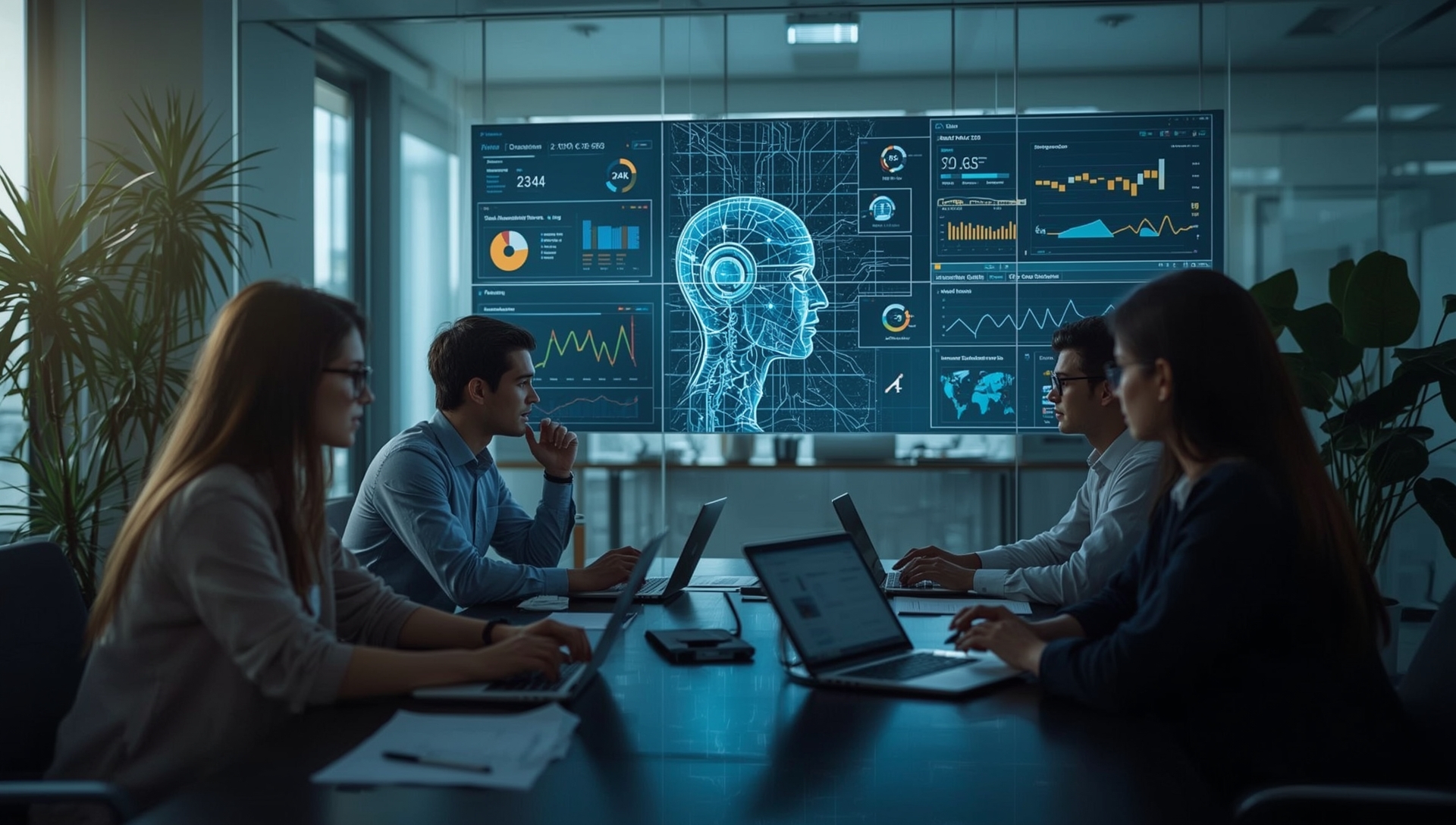 Business professionals collaborating with GPT-5 artificial intelligence technology